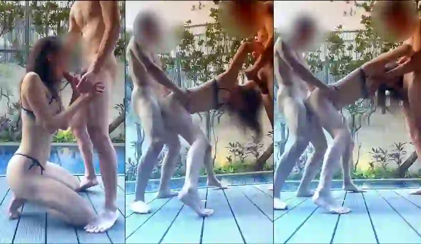 Chơi threesome bể bơi với em ny mới quen qua Tinder