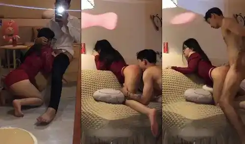 Cực phẩm bé sinh viên kính cận váy đỏ làm tình đỉnh cao